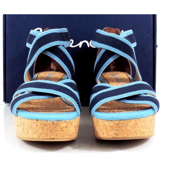 Splendid Wishful Platform Wedge Sandals Heels Chambray Blue Textile Size 10 - Picture 5 of 8